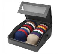 shaojian Storage Box for Baseball Cap Holds up to 24 Caps, Foldable Stackable Hat Organiser & Wardrobe Storage with Clear Window/Zipper/Side Handle for Hats Beanies Towels Sheets Clothes(gray)