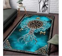 SHAOPENGA Viking Rug Tree Of Life Norse Mythology Carpet For Floor Rune Mats Non-Slip Flannel For Home Office Bathroom Decorate 80x120CM