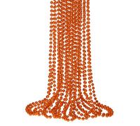 SHAOQINLIN 12 PCS Orange Bead Necklaces, Orange Mardi Gras Beads, Halloween Necklaces, 33 Inch Party Beads Necklace Round Beaded Necklace for Mardi Gras, Christmas, Halloween