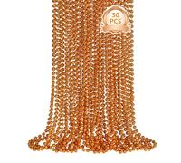 SHAOQINLIN 30 PCS Orange Bead Necklace, Orange Mardi Gras Beads, Halloween Necklaces, 33 Inch Party Beads Round Beaded Necklace for Mardi Gras, Christmas, Halloween