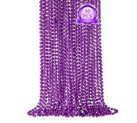 SHAOQINLIN 30 PCS Purple Mardi Gras Beads, Purple Beads Necklaces 33" Metallic Beaded Costume Necklaces Party Necklaces for Halloween Mardi Gras Parade Throws Wedding Birthday Party Favors