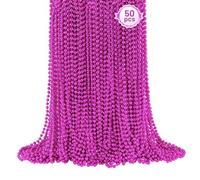SHAOQINLIN 50 PCS Breast Cancer Awareness Necklaces, Hot Pink Bead Necklace, 33" Pink Mardi Gras Beads, Breast Cancer Awareness Accessories for Parade Supplies