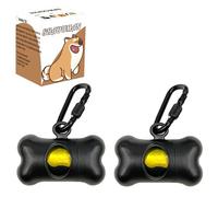 SHAOUMAN Bone Shaped Garbage Bag Dispenser Dog Poop Bags Holder Dog Waste Bags Dispenser with for Leash On The Go for Walking Dogs Outdoor(2 Holders 30 Bags，Black)
