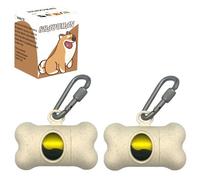 SHAOUMAN Bone Shaped Garbage Bag Dispenser Dog Poop Bags Holder Dog Waste Bags Dispenser with for Leash On The Go for Walking Dogs Outdoor(2 Holders 30 Bags,Beige)
