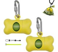 SHAOUMAN Bone Shaped Garbage Bag Dispenser Dog Poop Bags Holder Dog Waste Bags Dispenser with for Leash On The Go for Walking Dogs Outdoor(2 Holders 30 Bags，Yellow)