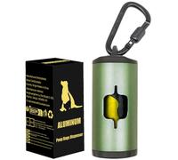 SHAOUMAN Metal Dog Poop Bags Holder Aluminum Poo Bags Dispenser with 15 Black Unscented Pet Waste Bags and 3 Leash Accessories for Dog Walking(1 Holder 15 Bags,Dark Green)