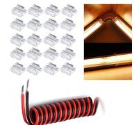 SHAOYAYAZHANG 2 Pin 10 mm COB SMD LED Strip Connectors, Pack of 20 Multifunctional Strip to Strip and Strip to Cable Connectors with 1M Connection Cable for 12V 24V Single ColorLED Strip (10mm)