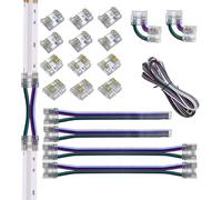 SHAOYAYAZHANG 5pin 12mm COB RGBW Connector kit- Transparent Gapless Solder Board to Wire/Board,LShape Connector,LED Connection+Cable Wire,2M Long 24AWG Extension Wire for RGBW FCOB LED Strip Lights