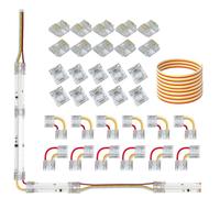 SHAOYAYAZHANG COB 3Pin 12mm LED Connector Kit,L-Shaped,Gapless Connector,Wire to Strip, 16.4ft/5m 22AWG Extension 3 Wires for WS2811 IC RGB 720LEDs/m FCOB LED Strip