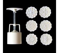 Shape 3D Flower Stamp 6pcs Moon Cake Mould Mould Barrel for Midumn Festival Exquisite Food