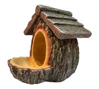 Shape Bird Feeder Bird Feeders For Outdoors Resin Tree Mounted Sculpture Open Design Feeding Birdhouse With Seed Tray For Outdoor Garden Decor (Brown, One Size)