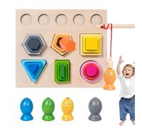 Shape Blocks Kids Puzzle - Educational Learning Toys, Stacking Toys, Could Sort and Stack Blocks According to Shapes or Number of Holes in Wooden Differentiation of Colors and Sizes