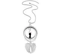 Shape cat sihouette animal Pendant Angel Wings Rotating Necklace Jewelry