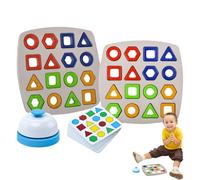 Shape Game | Geometric Board Brain Teaser Puzzle - with Bell Matching Toys | for Up 3 Years Old Kids Boys Girls Teens Two Players Travel Birthday Preschool Color Learning