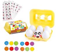 Shape Matching Egg Set with 10 Emotion Stickers Educational Toy for Kids Intelligence Development Preschool Learning Easter Egg Toys Tomy Eggs(6 Eggs)