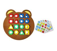 Shape Matching Game, Children Puzzles Geometric Shape Quick Matching Board, Cute Bear Shaped Checkerboard Interactive Board Game for Kids Ages 1-8 (Single Player)