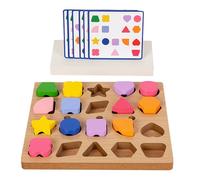 Shape Matching Game,Column Shape Recognition Blocks | Wooden Bead Stacking Matching Blocks Game Set,for Kids Age 3 Years+ Family Kindergarten School Nursery Travel Holidays Christmas Birthday Ac