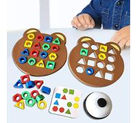 Shape Matching Game with Bell, Geometric Shape Color Sensory Educational Toy Parent-Child Interactive Board Game, 2 Players Puzzle Board Game, Gift for Kids