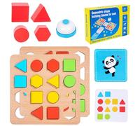 Shape Matching Game,Wooden Learning Building Blocks - Shape Geometry Learning Toy | for 3+ Years Old Boys Girls Preschool Christmas Birthday Holiday