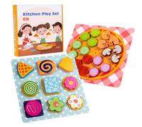 Shape Matching Game, Wooden Shapes for Kids, Fine-Motor Skill Development, Pizza and Cookie Design, Preschool, Kindergarten, Classroom, Homeschool, Outdoor Play Toy