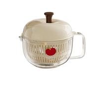 Shape Mesh Basket - Hand-Cranked Rotating Fruit and Vegetable Washer | Salad Dryer | Household Fruit Drainer and Dryer, Double-Layer with Strainer, ABS+PET+PP, 120g, White/Green/Red