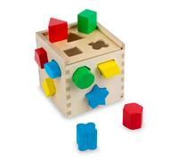 Shape Sorting Cube Classic Wooden Sorter Toy 12 Piece Playset - Melissa & Doug