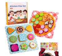Shape Sorting - Toddler Matching Toys - Wooden Fine-Motor Pizza Cookie Design For Preschool Kindergarten Classroom Homeschool Outdoor Play