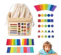 Shape Sorting Toy - Multi Functional Wooden Shape Sorter Box, Early Learning Colour & Coin Matching Toy | Magnetic Fishing Game & Wooden Stick Sorting | Developmental Gift For