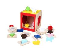 Shape Sorting Toy, Wooden Sensory Sorter Game, Interactive Learning Toy, 5.91x6.1x6.3 inches Educational Table Activity, Ideal for Toddler, Boys Girls, Preschool and Children