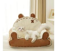 Shapeazy Cat Couch Bed for Indoor Cats, Bear Ear Design Fluffy Pet Sofa for Small Dogs, All-Season Soft Warm Pet Bed with Non-Slip Bottom, Cute Cat Furniture for Sleeping