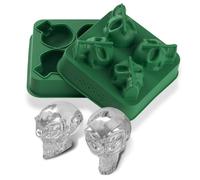 Shaped 3D Alien Skull Flexible Silicone Ice Cube Mold Tray,Makes Four Giant Alien Skulls,Round Ice Cube Maker,- Pack Of 1 Standard Grey