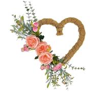 Shaped Artificial Flower Wreath for Front Door Wall Window Wedding Anniversary Decoration Heart Shaped Wreath