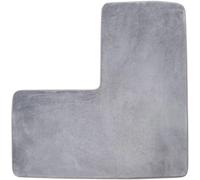 YongXinMY L-Shaped Bath Mat - Corner Shower Rug Soft Coral Fleece Bathroom Floor Mats Non Slip Water Absorbent Carpet Washable for Square Shower Tub Toilet Home Spa Use (Grey)