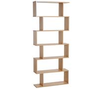 Shaped Bookcase Storage 6 Tier S Shelf Modern Display Unit Oak Wood Effect
