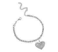 Shaped Bracelet Anklet Anklet Summer Women's Bracelet Initial Anklet with Heart Cute Anklet Sailor Letter Anklet Gemstone Bracelet (Silver, One Size)