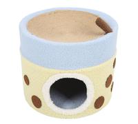 Shaped Cat House with Sisal Scratch Pad, Covered Cat Cave for Indoor Cats, Multi Cat Hideout Condo with Breathable Linen and Sturdy Particle Board Base (Single Layer)