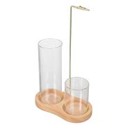 Shaped Glass Incense Burner Holder with Wood Khaki Modern Design