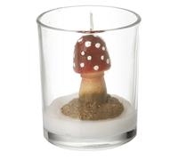 Shaped Mushroom Candle in Glass Votive, Autumn Table Decor, Red Toadstool Candle in Glass Pot, Toadstool Woodland Room Decor, Fairy Garden Decoration, Christmas Room Decoration