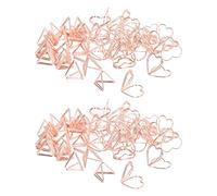 Shaped Paper Clips 100pcs Triangular and Heart Type Metal, 3D Rose Gold, Double Layer - Durable Electroplated Finish, Practical for File Classification and Paper Organization