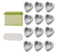 Shaped Treat Box Set with 25 Metal Tins, Drawstring Bags and Labels, Small Candy and Jewelry Packaging for Wedding and Party Tables Heart Treat Boxes Wedding Shower Candy Holder Silver Tins Party Bags