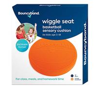 Shaped Wiggle Seats by Bouncyband-Orange Basketball, 13”x13”x2.2” -Inflatable Sensory Cushion for Kids, Improves Student Productivity and Focus, Comes with Easy-Inflation Pump to Customize Firmness