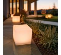 Shapelights® Indoor Outdoor USB Chargeable Solar Powered Colour Changing Mood Light - Mini Cube 17.5cm