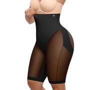 SHAPELLX Butt Lifting Shapewear for Women Tummy Control Body Shaper Faja Shorts High Waisted Girdle Mesh Compression Panties, A1-black-above-knee Shorts, Large
