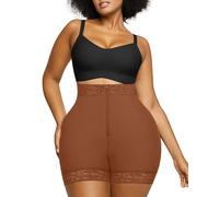 SHAPELLX Butt Lifting Shapewear Tummy Control Shorts For Women Waist Cincher Faja Body Shaper With Hook Zipper Closure, A6-dark Brown-zipper, Large