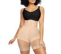 SHAPELLX High Waisted Body Shaper Shorts Shapewear for Women Tummy Control Thigh Slimming Slip Shorts Butt Lifting Shapewear, B2-beige-zipper Closure, XXXL