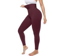 SHAPELLX Leggings for Women Tummy Control High Waisted Shapewear Leggings Non-See-Through Workout Yoga Pants, Rose Red, S