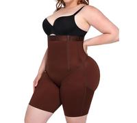 SHAPELLX Shapewear Tummy Control for Women Butt Lifting High Waist Shorts Faja Body Shaper Thigh Slimming Panties, Brown, Large