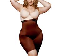 SHAPELLX Shapewear Tummy Control for Women Butt Lifting High Waist Shorts Faja Body Shaper Thigh Slimming Panties, Brown, Large