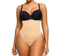 SHAPELLX Shapewear Tummy Control Seamless High Waisted Body Shaper Waist Slimming Thong Underwear Girdle Tummy Slimmer, 01-sandy Brown-thong, XS-S