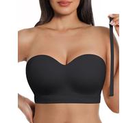 SHAPELLX Strapless Bras for Women Seamless Wireless Bandeau Bra Padded Tube Bra Non-Slip Convertible Bralette, 01-black, XXL